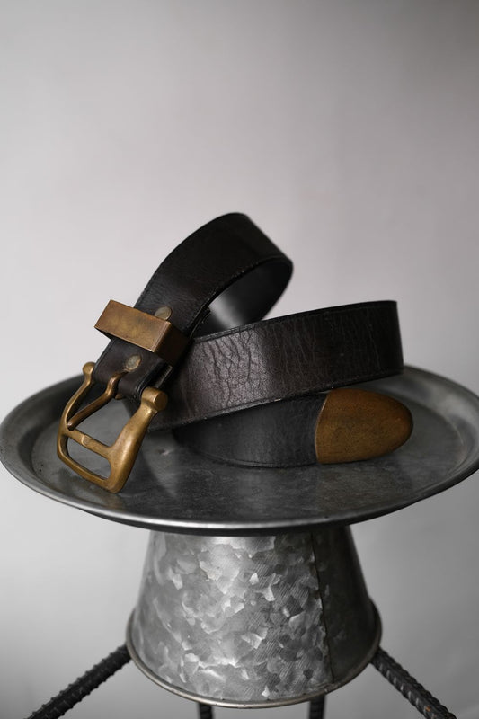 Vintage Brass Buckle Leather Belt Vintage Brass Buckle Leather Belt