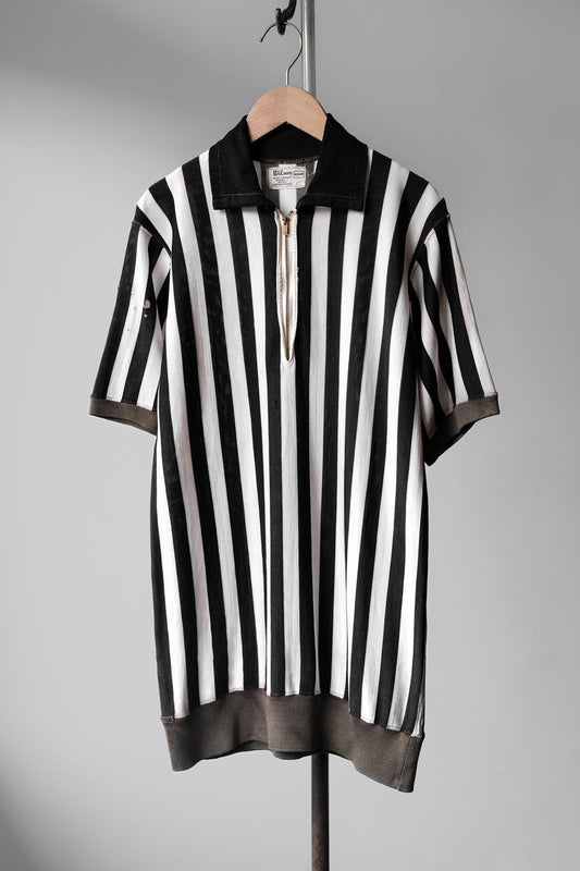 1960年代の「ウィルソン」ストライプハーフジップレフリージャージシャツ タロンジッパー ヴィンテージニットハーフジップレフリーシャツ