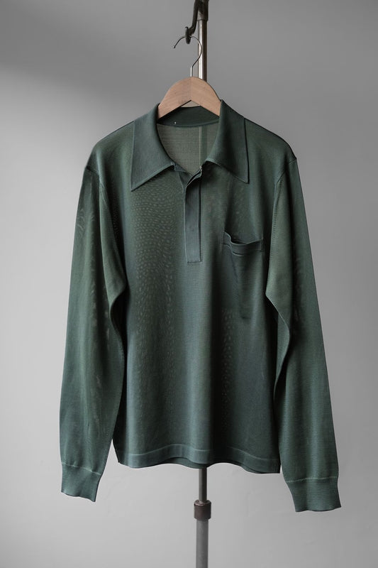 Vintage L/S Mesh Polo Shirt Vintage mesh see-through long-sleeved Polo shirt