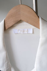 Chloe Embroidered Lace Open Collar Polo Shirt 蔻依 刺繡蕾絲拼接大尖領套頭襯衫