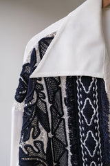 Chloe Embroidered Lace Open Collar Polo Shirt 蔻依 刺繡蕾絲拼接大尖領套頭襯衫