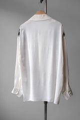 Chloe Embroidered Lace Open Collar Polo Shirt 蔻依 刺繡蕾絲拼接大尖領套頭襯衫