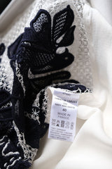 Chloe Embroidered Lace Open Collar Polo Shirt 蔻依 刺繡蕾絲拼接大尖領套頭襯衫