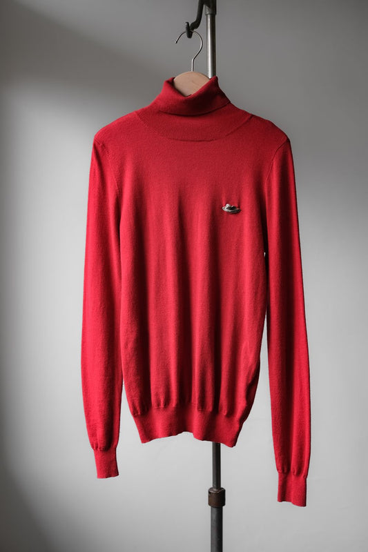 Love Moschino Heart Brooch Knit Turtleneck Sweater