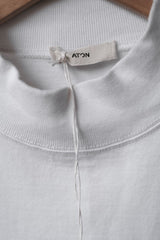 Aton スーピマエア12 モックネックトップ 日本製 ハーフハイカラー コットンプルオーバー 新品