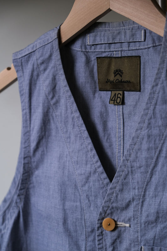 Nigel Cabourn Linen Chambray Vest 英國軍工裝品牌 亞麻牛津布背心 日本製