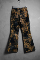”COOLWATER” Paisley Print Corduroy Flared Pants 復古圖騰印花燈芯絨喇叭褲