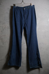 1970's Vintage Denim Lace Up Bottom Jeans 42 Talon zipper Vintage lace-up flared denim pants W32
