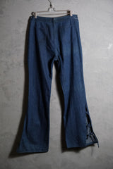1970's Vintage Denim Lace Up Bottom Jeans 42 Talon zipper Vintage lace-up flared denim pants W32