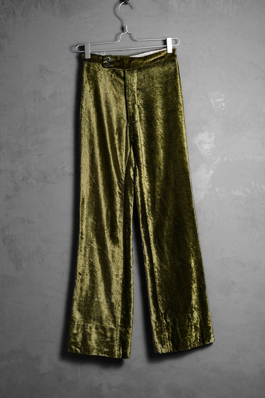 ”The John Shillito Co.” Vintage Velvet Wide Leg Pants Lightning Zipper 英國製 古著亮面絲絨寬褲