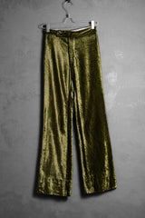 「ジョン・シリト社」ヴィンテージベルベットワイドレッグパンツ ライトニングジッパー 英国製ヴィンテージ光沢のあるベルベットワイドレッグパンツ