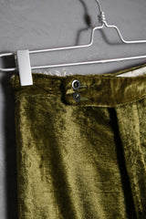 「ジョン・シリト社」ヴィンテージベルベットワイドレッグパンツ ライトニングジッパー 英国製ヴィンテージ光沢のあるベルベットワイドレッグパンツ