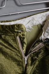 「ジョン・シリト社」ヴィンテージベルベットワイドレッグパンツ ライトニングジッパー 英国製ヴィンテージ光沢のあるベルベットワイドレッグパンツ