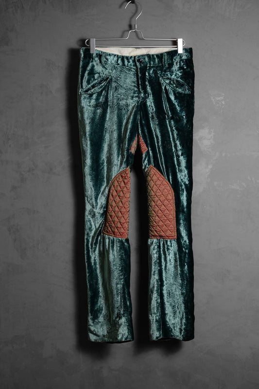 「KINGLY Theatre Products」ベルベットキルティングパッチパンツ 日本製ブランド 光沢のあるベルベットパッチパンツ