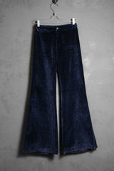 Vintage Velvet Wide Leg Flared Pants Navy 古著靛色天鵝絨闊腿喇叭褲