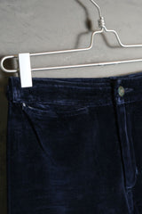 Vintage Velvet Wide Leg Flared Pants Navy 古著靛色天鵝絨闊腿喇叭褲