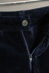 Vintage Velvet Wide Leg Flared Pants Navy 古著靛色天鵝絨闊腿喇叭褲