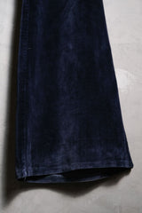 Vintage Velvet Wide Leg Flared Pants Navy 古著靛色天鵝絨闊腿喇叭褲