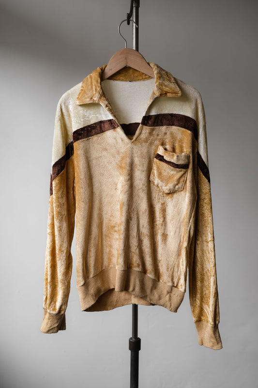 Vintage Terry Cloth Open Collar Polo Shirt Made in USA 古著毛巾布長袖開領Polo衫