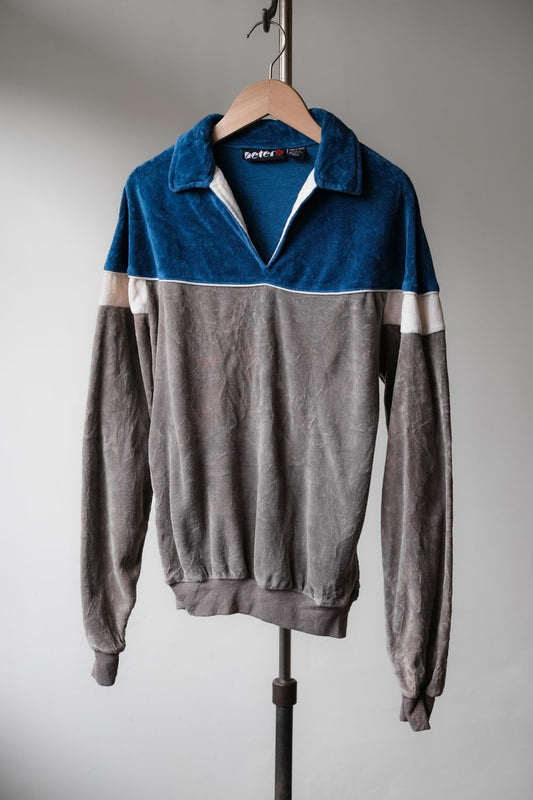 ”Peterb” Vintage Terry Cloth Open Collar Polo Shirt Made in Taiwan 古著 雙色毛巾布開領Polo衫 台灣製