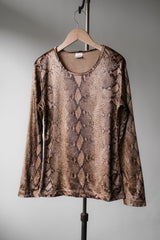 Vintage Snakeskin Print Top 古著蛇紋印花亮面彈性上衣