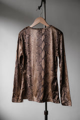 Vintage Snakeskin Print Top 古著蛇紋印花亮面彈性上衣