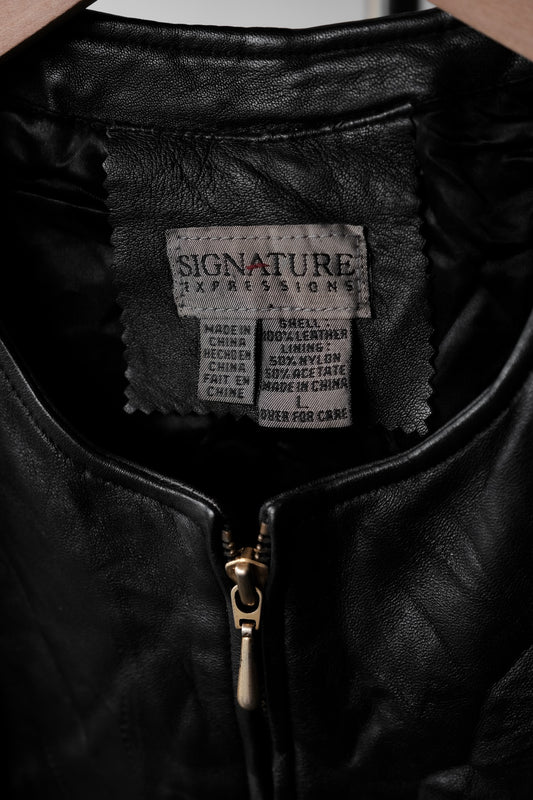 "SIGNATURE" Vintage Leather Zip Vest