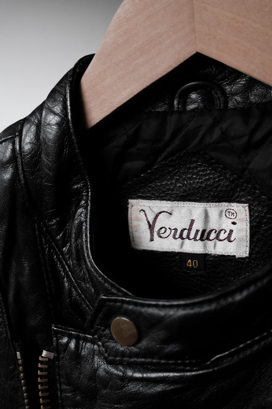 "Verducci" Vintage Leather Zip Biker Vest