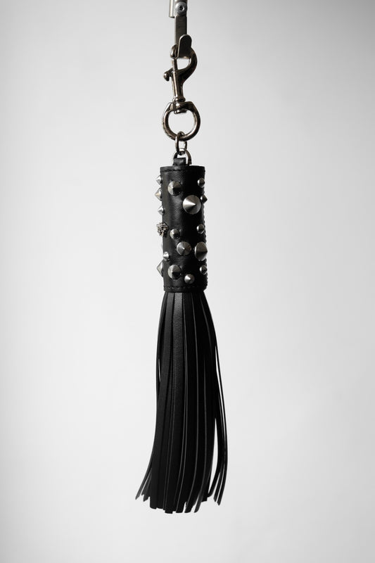 VERSACE Leather Studded Tassel Key Chian 凡賽斯 鉚釘流蘇皮革鑰匙扣 吊飾