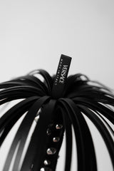 VERSACE Leather Studded Tassel Key Chain Versace rivet tassel leather key chain charm