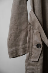 Sasquatchfabrix 12S/S リネントレンチコート 日本のデザイナーブランド プリント裏地付きリネンロングコート