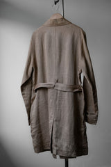 Sasquatchfabrix 12S/S リネントレンチコート 日本のデザイナーブランド プリント裏地付きリネンロングコート