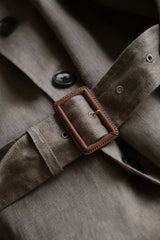 Sasquatchfabrix 12S/S リネントレンチコート 日本のデザイナーブランド プリント裏地付きリネンロングコート