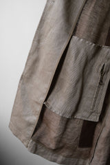 Sasquatchfabrix 12S/S リネントレンチコート 日本のデザイナーブランド プリント裏地付きリネンロングコート