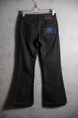 MSGM Black Denim Flared Jeans Italian designer brand logo patch denim flared jeans