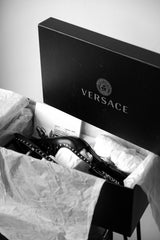 VERSACE Dua Lipa - Black Leather Corset Kitten Heels 凡賽斯 尖頭繫帶露跟低跟鞋