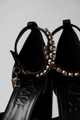 VERSACE Aevitas Satin Platform Heels Crystal Charm 凡賽斯 水鑽裝飾緞面厚底高跟鞋