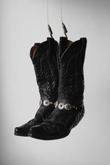 "SENDRA" Vintage Concho Strap Cowboy Western Boots Vintage carved belt silver cowboy western boots