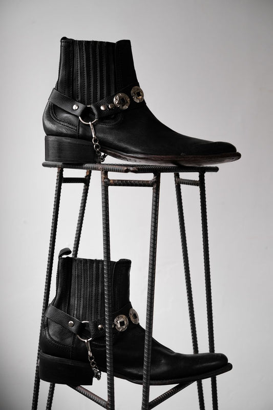 Vintage Concho Strap Leather Chelsea Boots Vintage Silver Concho Strap Leather Chelsea Boots