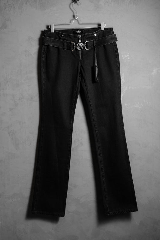 VERSACE Medusa Belted Black Denim Jeans Versace Medusa Belted Black Denim Jeans