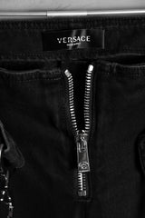 VERSACE Medusa Belted Black Denim Jeans 凡賽斯 金屬標誌腰帶 低腰黑牛仔褲