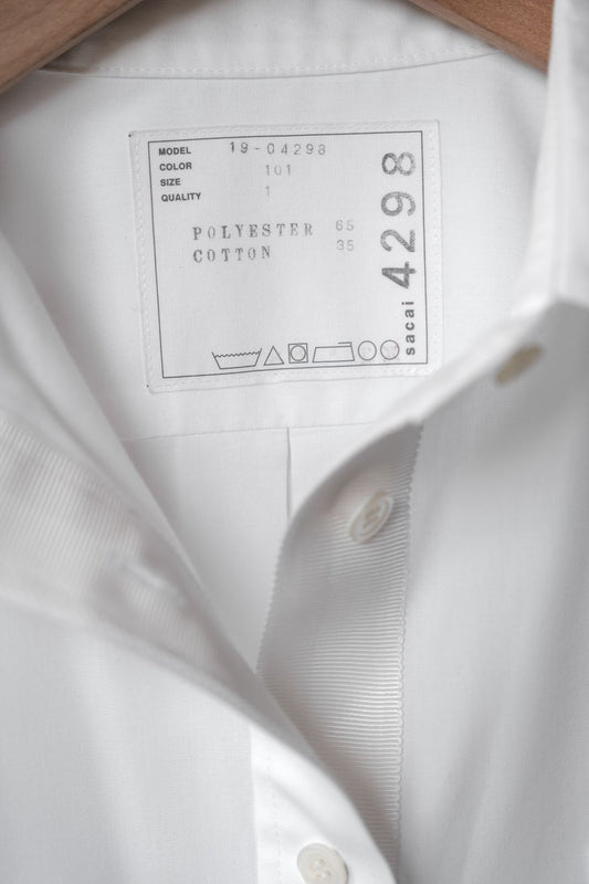 SACAI Short Sleeve Tunic Shirt Japanese designer brand short front and long back dress shirt