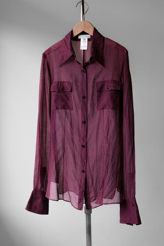 CELINE Cotton / Silk Sheer Shirt Cotton and silk blended sheer shirt made in France