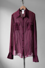 CELINE コットン/シルク シアーシャツ フランス製 コットンとシルクの混紡シアーシャツ