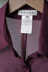 CELINE コットン/シルク シアーシャツ フランス製 コットンとシルクの混紡シアーシャツ