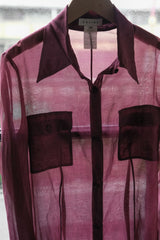 CELINE コットン/シルク シアーシャツ フランス製 コットンとシルクの混紡シアーシャツ