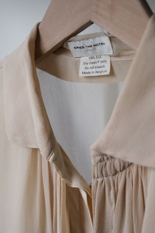 Dries Van Noten Sheer Silk Shirt Belgian designer brand silk sheer fake two-piece shirt