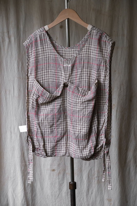 Sillage Linen Check Vest 日本設計師品牌Yuthanan 亞麻格紋披肩背心