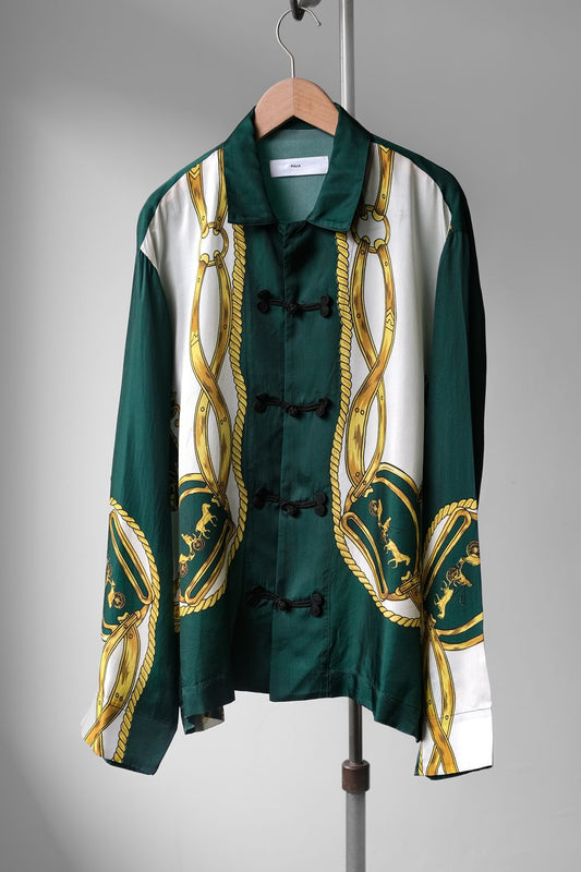 TOGA PULLA Scarf Pattern China Shirt & Pants Japanese designer brand scarf print Chinese knot shirt set made in Japan