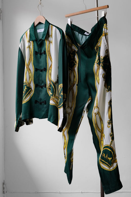 TOGA PULLA Scarf Pattern China Shirt & Pants Japanese designer brand scarf print Chinese knot shirt set made in Japan